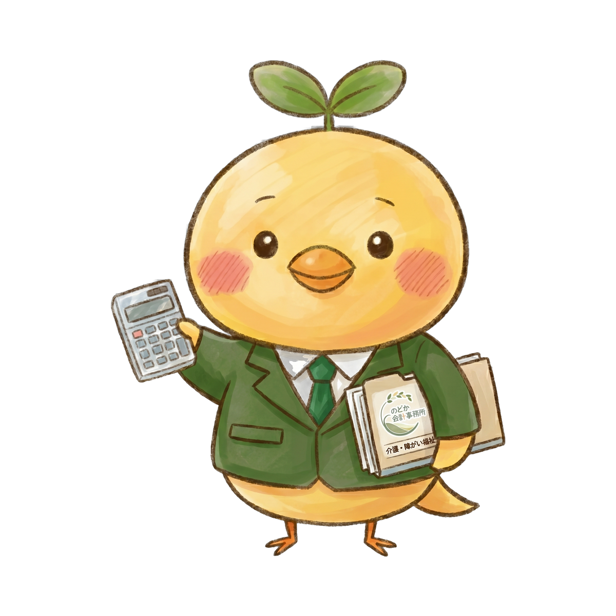 のどか会計事務所のマスコット｜介護・障がい福祉専門の会計・税務をサポートするヒヨコのキャラクター